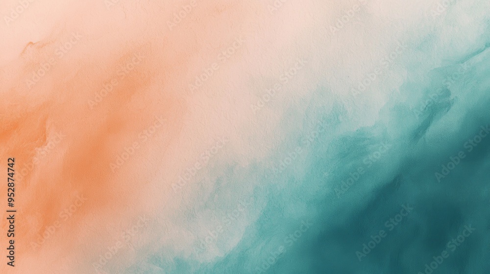 Fototapeta premium Mesmerizing orange and teal watercolor background, perfect for artistic designs