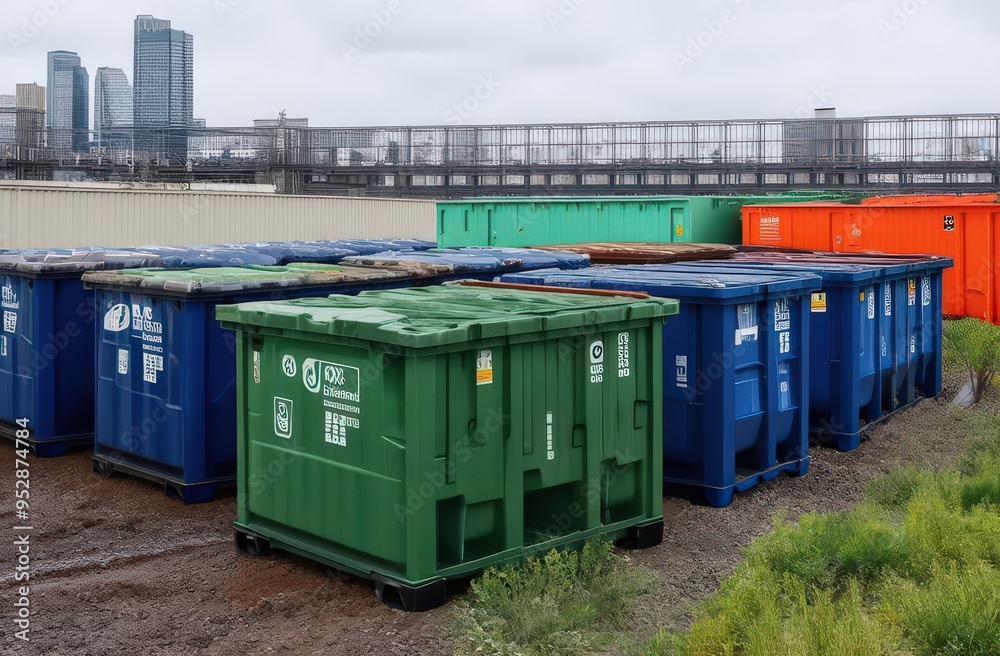 Large cargo containers in different colors Large cargo containers in different colors