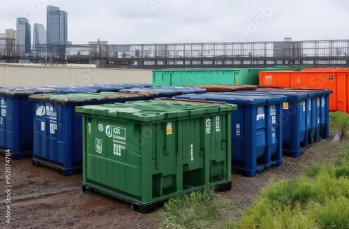 Large cargo containers in different colors