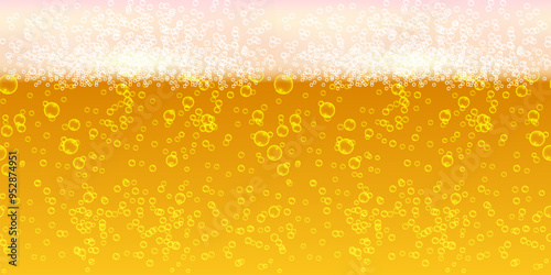 Realistic beer texture. Alcohol drink foam border