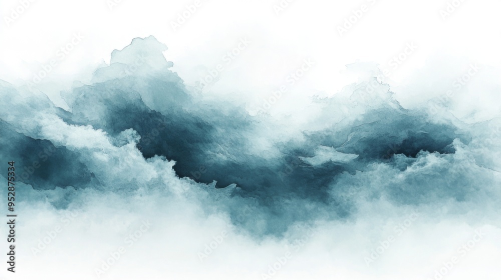 Clouds and sky watercolor hand drawn illustration. Abstract blue snowflakes winter watercolour background. Sky pattern with snow. Light blue watercolour paper texture background. Clouds and sky watercolor hand drawn illustration. Abstract blue snowflakes winter watercolour background. Sky pattern with snow. Light blue watercolour paper texture background.