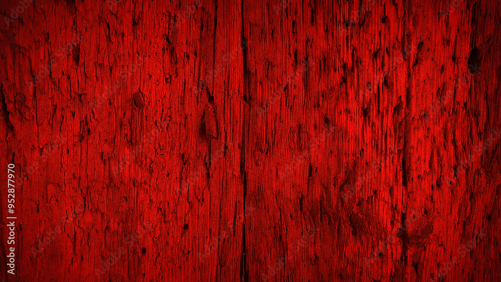 Obraz premium Bold red wooden texture with a rich, distressed look, perfect for 4K backgrounds, banners, and rustic designs. Ideal for vibrant, striking visual projects