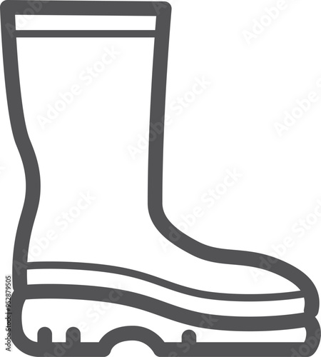 Rubber boots line icon. Autumn footwear symbol