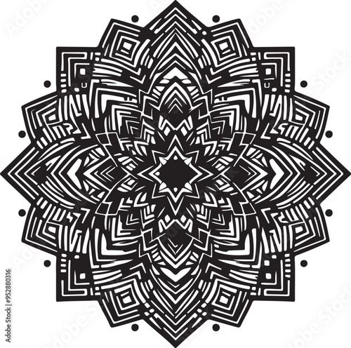 Vector of a mandala with interwoven circles .eps