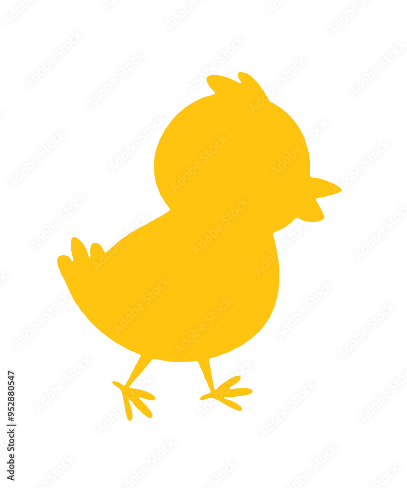 yellow silhouette of a little chick isolated on white yellow silhouette of a little chick isolated on white