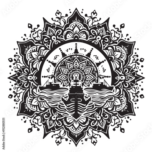 Vector of a mandala with mystical symbol kms .eps
