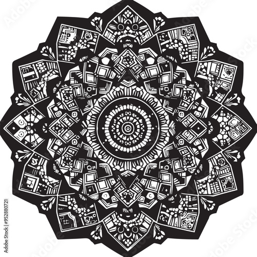 Vector of a mandala with mysticasdawdl symbols.eps