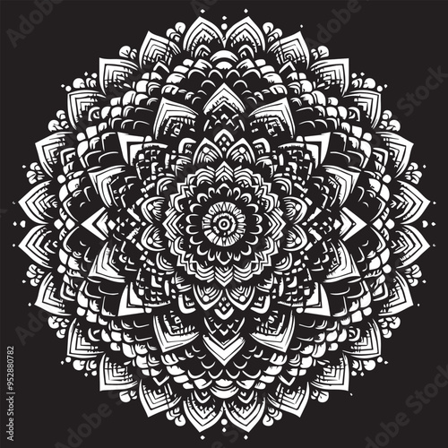  Vector of a mandala with radiating sun patterns .eps