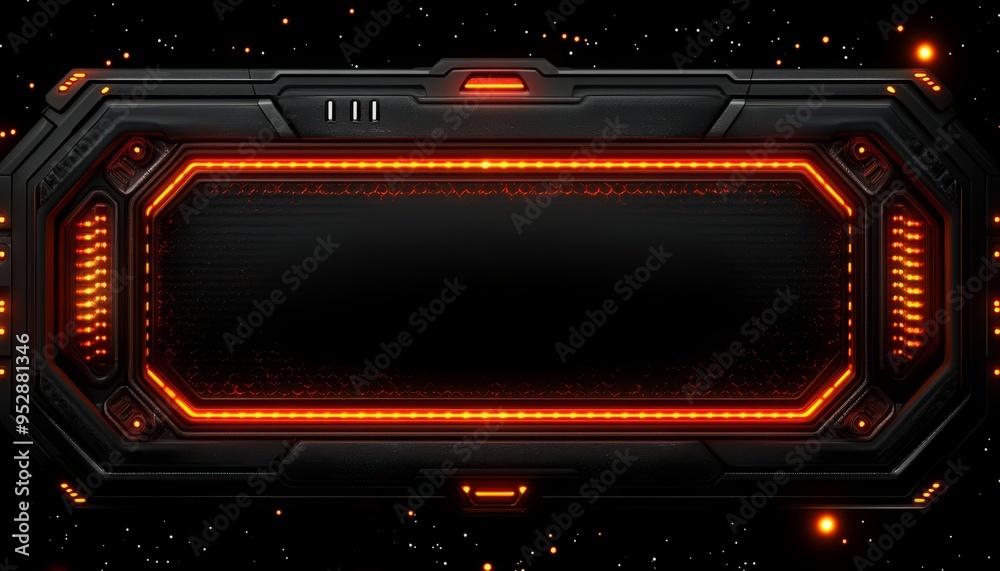 Futuristic Interface with Glowing Orange Lights on a Dark Background Futuristic Interface with Glowing Orange Lights on a Dark Background