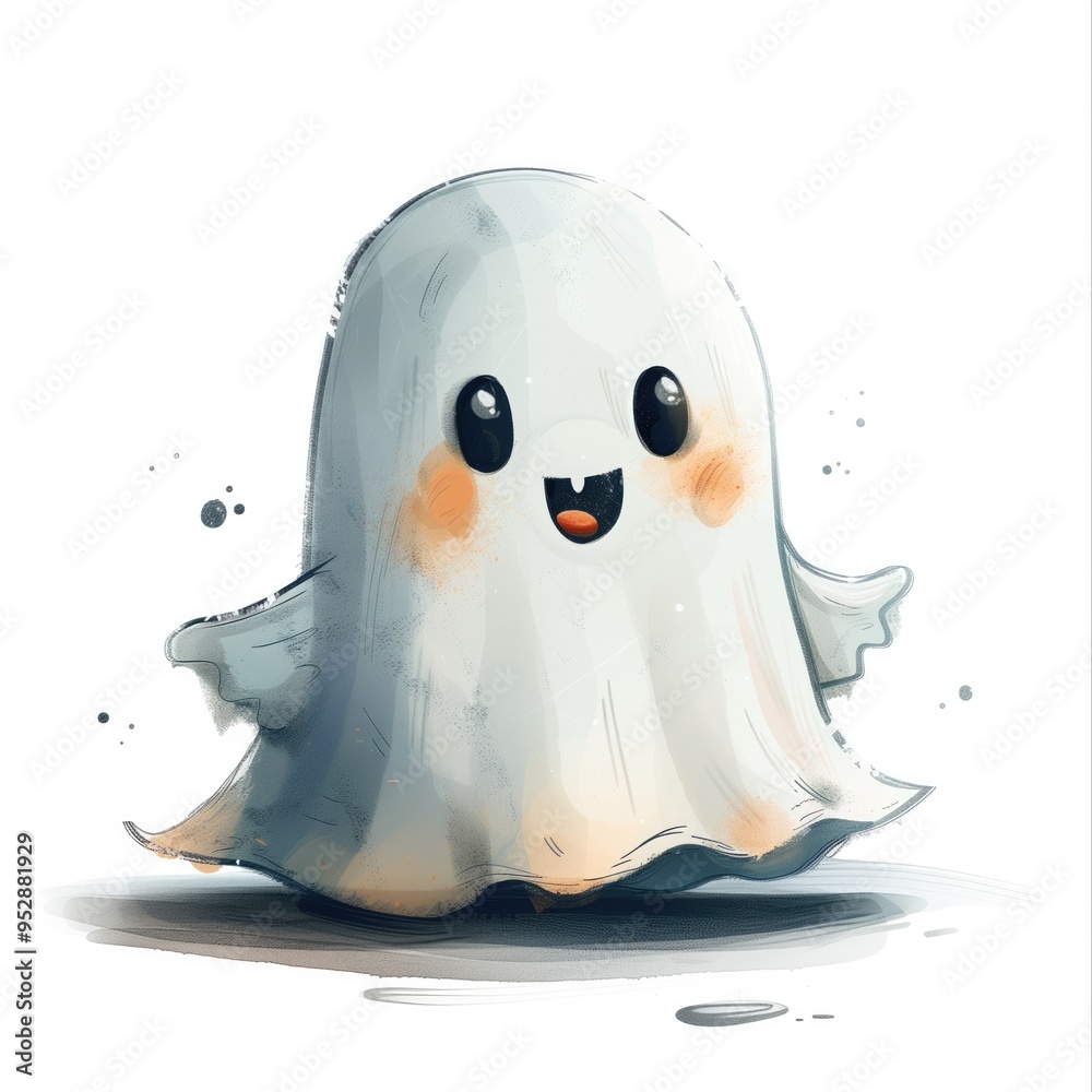 Halloween Ghost Isolated Creepy Sticker Decal Clipart, Spooky Illustrated Object Element Icon, White Background for Easy Editing Halloween Ghost Isolated Creepy Sticker Decal Clipart, Spooky Illustrated Object Element Icon, White Background for Easy Editing