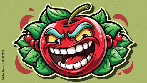 laughing ginger cherry cartoon, illustration, vector