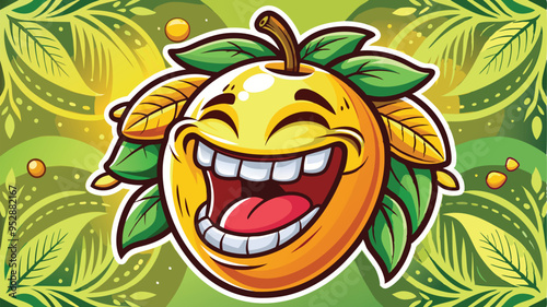 laughing mango emoji background, illustration, vector