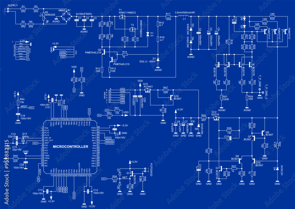 Connection of peripheral devices to the microcontroller. Vector ...