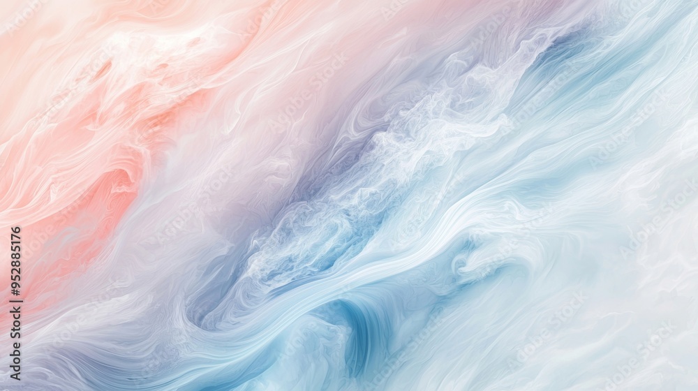 Abstract fluid art background with swirling pastel colors of pink, blue, and white, creating a sense of movement and tranquility Abstract fluid art background with swirling pastel colors of pink, blue, and white, creating a sense of movement and tranquility