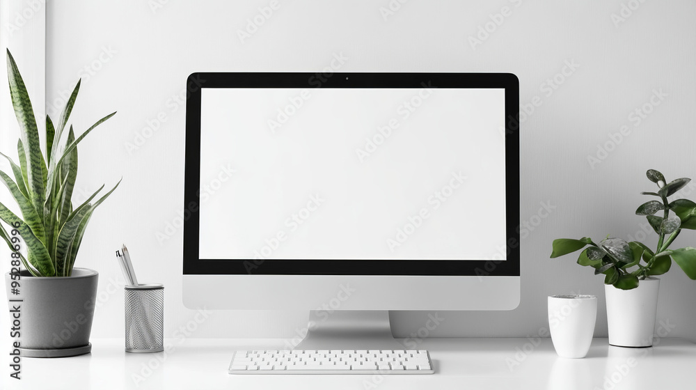 Desktop computer isolated on a withe stock photo, white background Black And White, Black Color, Blank, Business, Communication Desktop computer isolated on a withe stock photo, white background Black And White, Black Color, Blank, Business, Communication