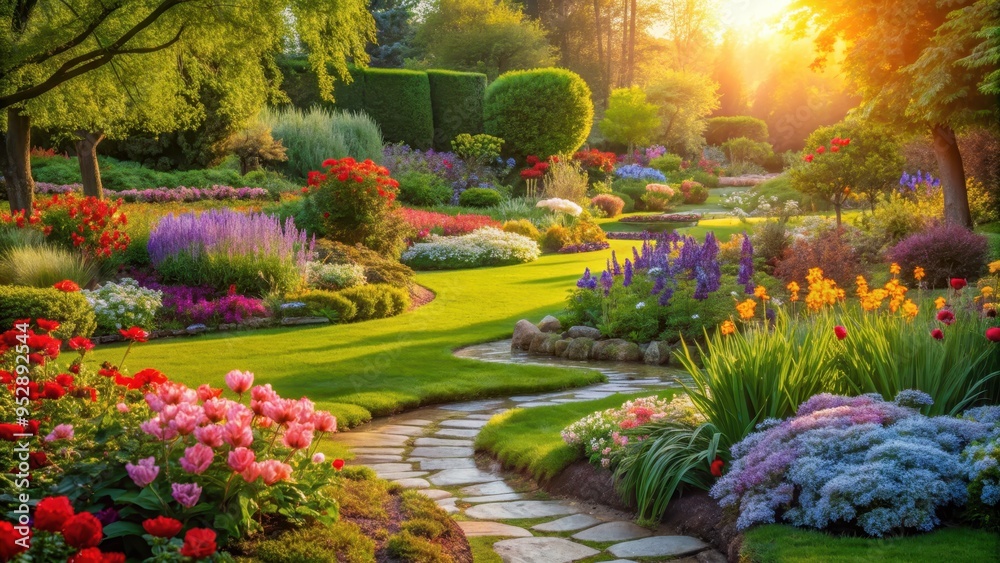 A serene garden with blooming flowers and peaceful surroundings, tranquil, peaceful, garden, flowers, blossoms, nature A serene garden with blooming flowers and peaceful surroundings, tranquil, peaceful, garden, flowers, blossoms, nature