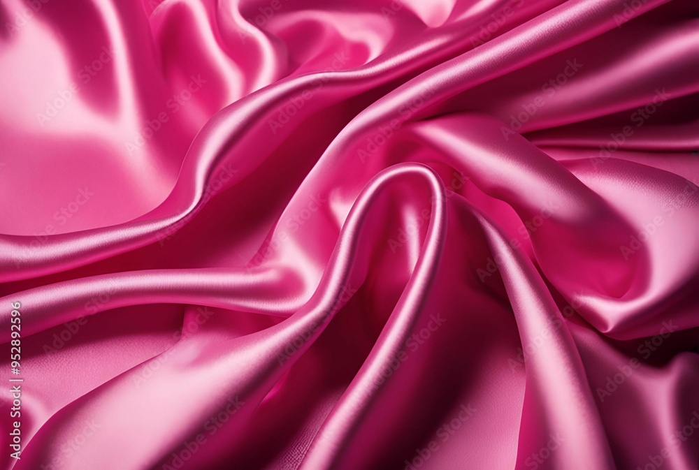Fototapeta premium Silky pink satin fabric folds, background with luxury fabric, fashion concept, sewing and hobby