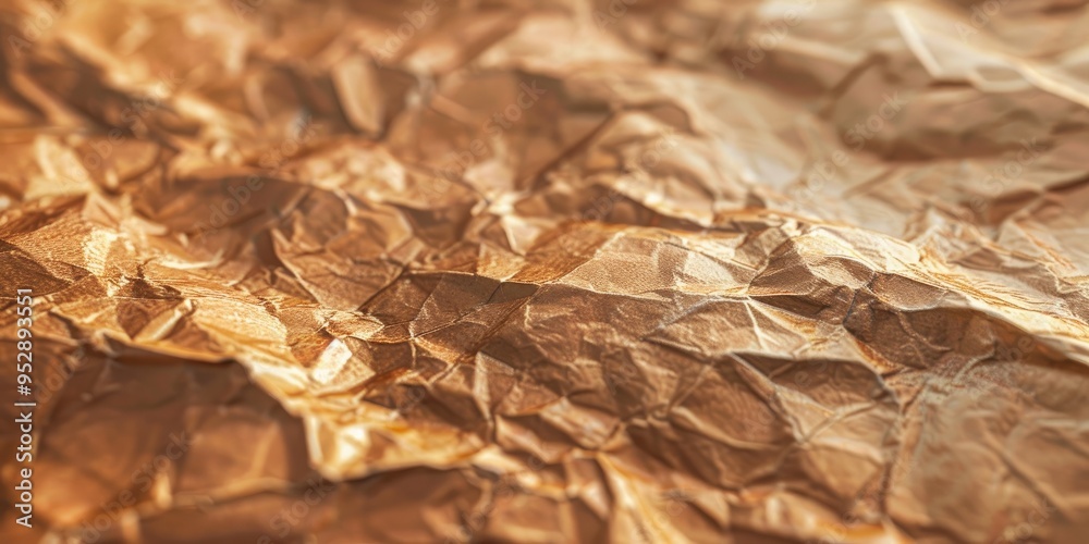 Close up of textured recycled paper with shiny wrinkled surface Design space available Close up of textured recycled paper with shiny wrinkled surface Design space available