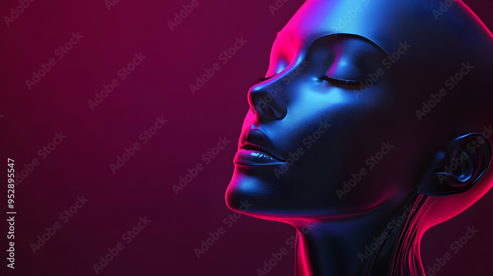Digital human head symbolizing AI, illuminated by a futuristic light, Digital human head symbolizing AI, illuminated by a futuristic light,