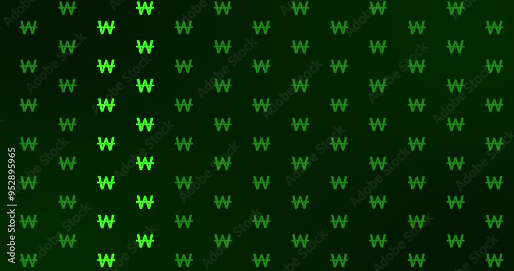 South Korean won green pattern background South Korean won green pattern background
