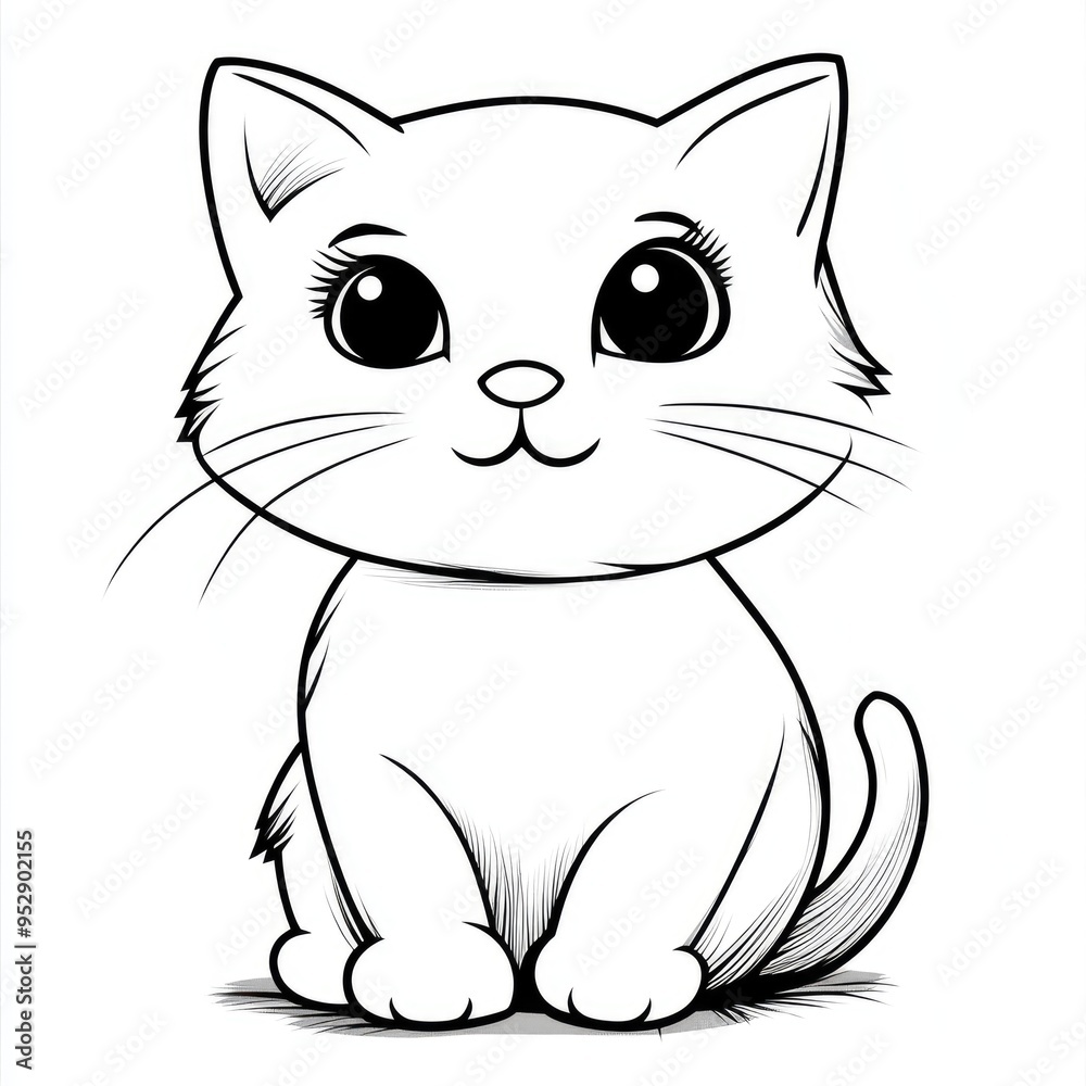 A delightful and playful coloring page featuring a simple, cute cat perfect for toddlers to express their creativity and enjoy a fun art activity at home or in preschool A delightful and playful coloring page featuring a simple, cute cat perfect for toddlers to express their creativity and enjoy a fun art activity at home or in preschool