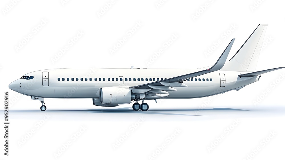 A detailed image of a commercial airplane on a white background, highlighting its fuselage and wing design. The aircraft is presented in a side view, emphasizing its aerodynamic shape. A detailed image of a commercial airplane on a white background, highlighting its fuselage and wing design. The aircraft is presented in a side view, emphasizing its aerodynamic shape.