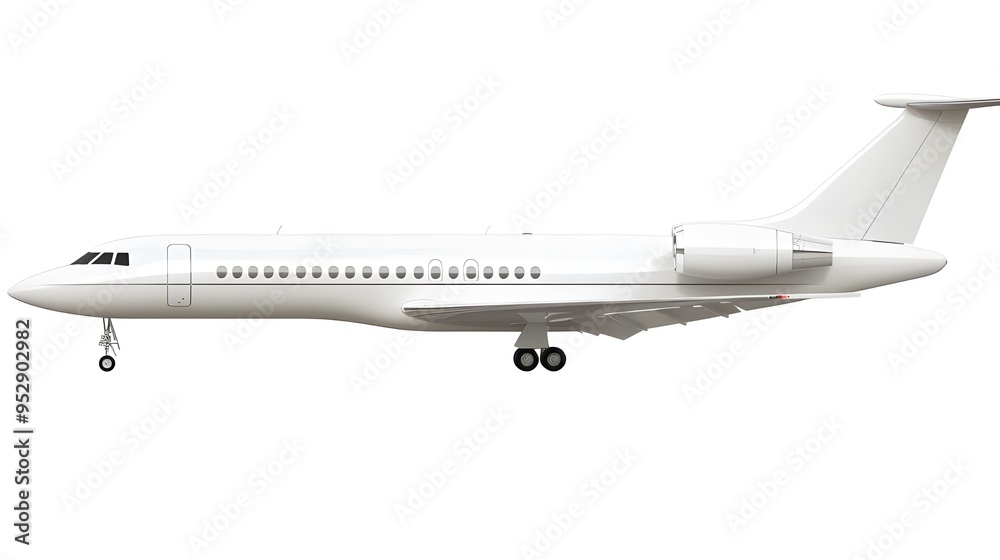 White luxury airplane isolated on white background, detailed photo, png. White luxury airplane isolated on white background, detailed photo, png.