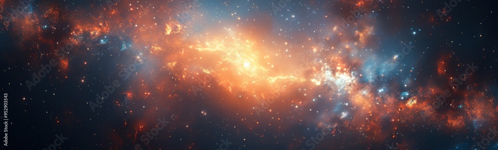 Fototapeta premium Large galaxy with many stars in it, banner, copy space