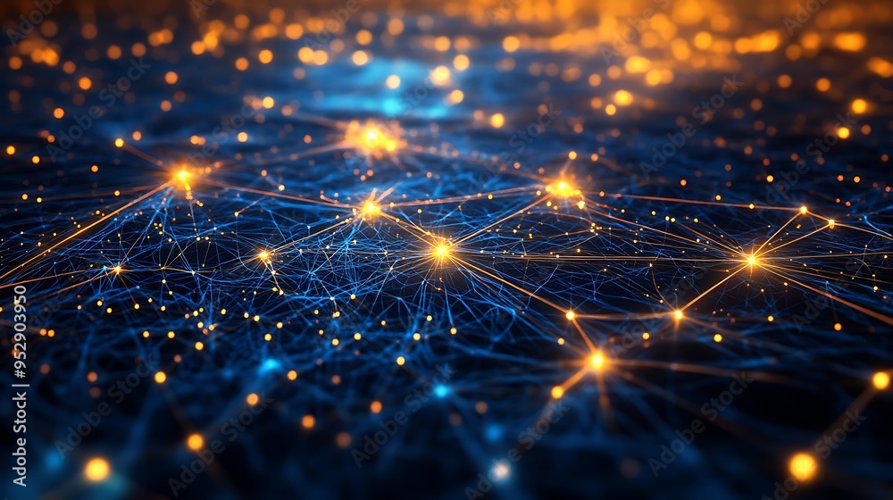 Obraz premium Abstract Network of Glowing Lines and Nodes