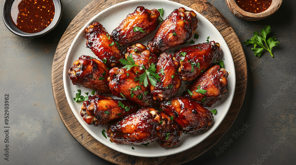 Realistic photos Chicken wings with dipping sauce and mustard-4 Realistic photos Chicken wings with dipping sauce and mustard-4