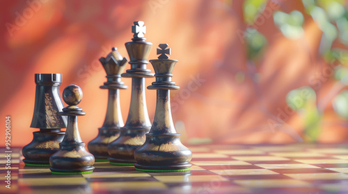 Chess game with vintage color background. Strategy and tactic concept 