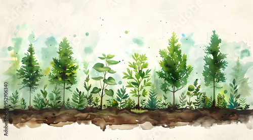 Watercolor Woodlands: A Digital Canvas for Natures Restoration photo