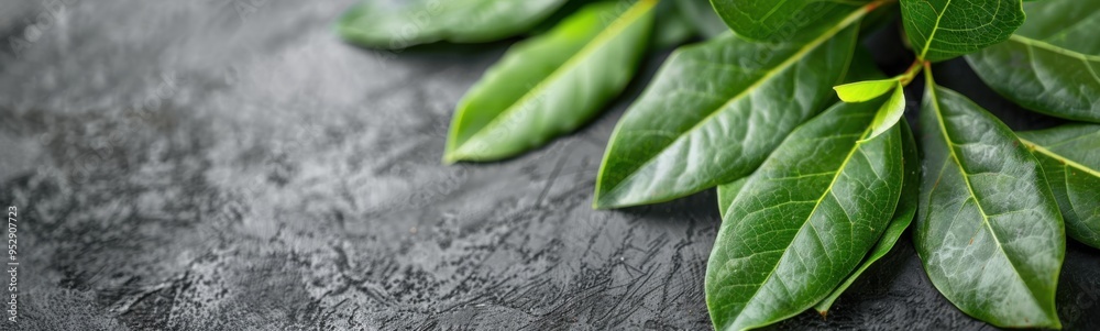Close up of a plant with green leaves, plant background, banner, copy space