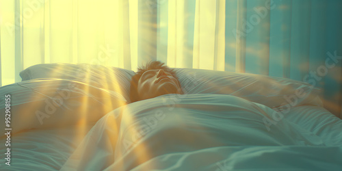 Man Sleeping on a Bed in Morning Light | Peaceful Rest and Early Day Serenity