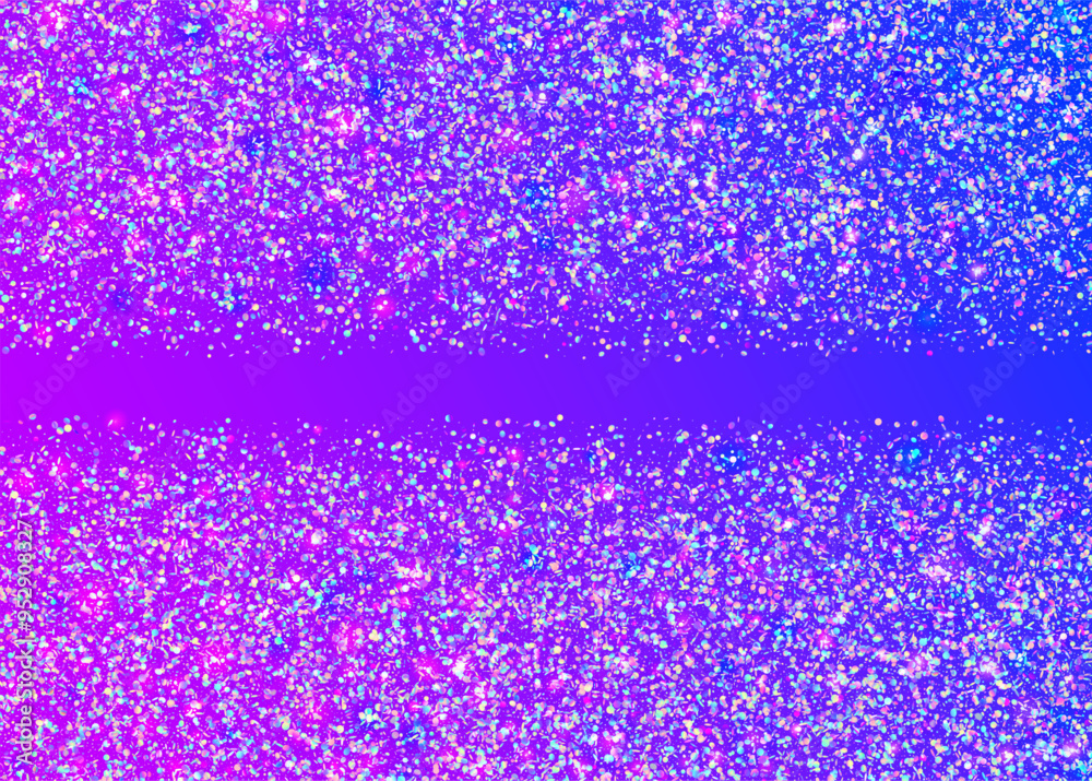 Obraz premium Festive Effect. Digital Banner. Disco Pattern. Purple Light Background. Neon Confetti. Cristal Ribbon. Glare Surprise Template. Rainbow Sparkle. Blue Festive Effect