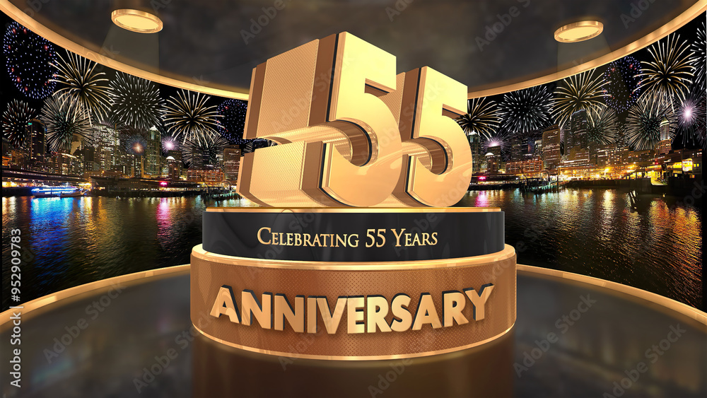 55 years, 55th anniversary illustration, backdrop, flyer, poster in 4K ...