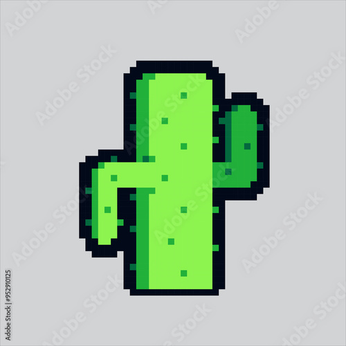 Pixel art illustration Cactus. Pixelated Cactus Plant. Cactus Desert Plant pixelated for the pixel art game and icon for website and video game. old school retro.