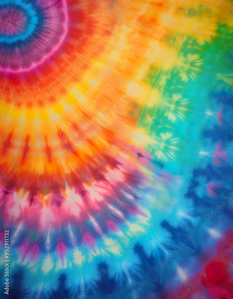 Vibrant design featuring colorful tie-dyed patterns evoking a lively, artistic atmosphere in a creative space Vibrant design featuring colorful tie-dyed patterns evoking a lively, artistic atmosphere in a creative space