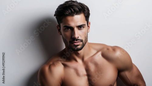 Portrait of a Handsome Young Man with Strong Physique