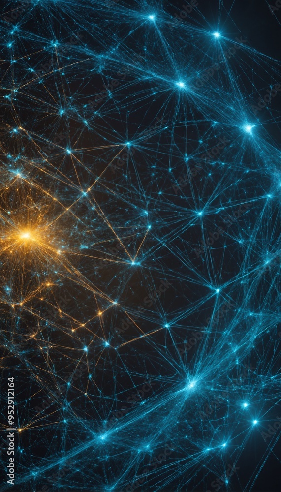 abstract blue and golden swirls on black background