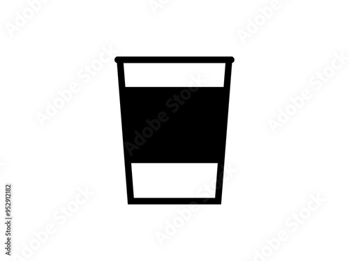 フラットな紙コップコーヒーアイコンB：黒
