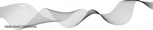 Black line 3d form. Dynamic waveform template