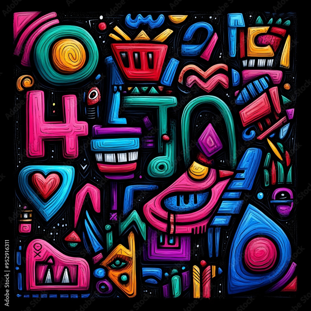 Abstract Colorful Doodle Art Abstract Colorful Doodle Art