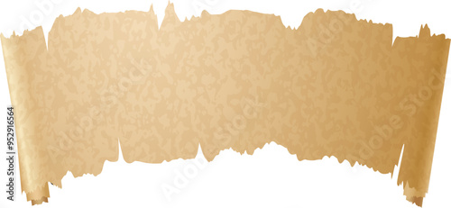 Old parchment scroll. Blank brown paper banner
