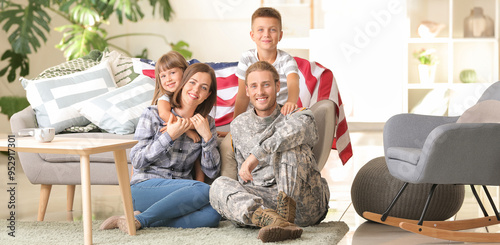 Happy military man with his...