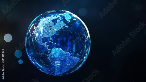 A Glowing Blue Earth Globe with a Focus on North America