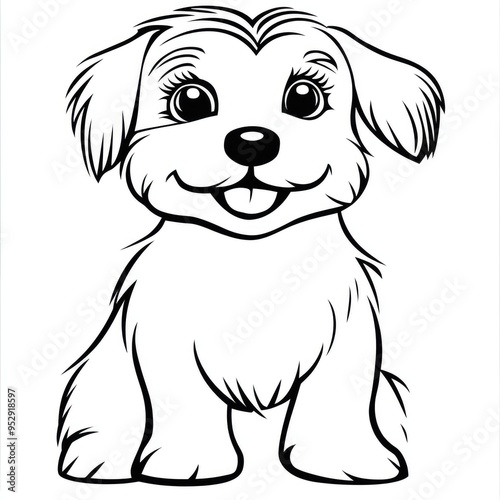 Charming and playful dog coloring page designed for toddlers to spark creativity and make learning fun in an engaging artistic experience