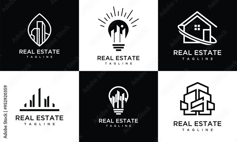 Collection of building logo design templates Collection of building logo design templates