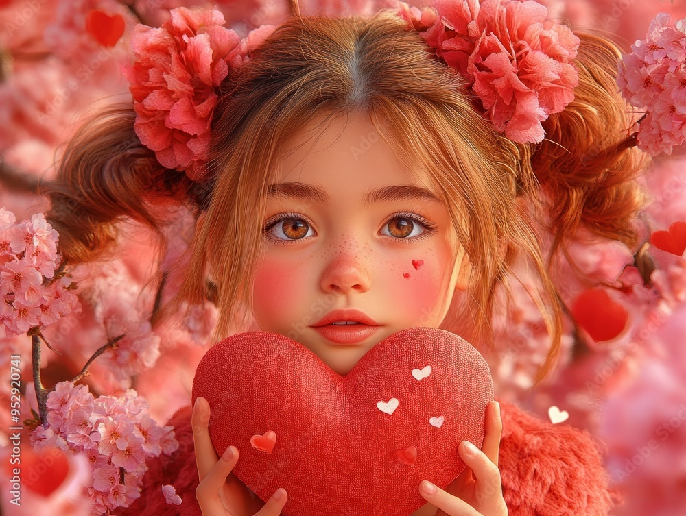 Little Girl Holding Heart-Shaped Gift, Celebrating Love, Special Bonding Time, Warm and Emotional Moment, Daughter's Gift, Sweet Gesture, Valentine's Day, Love, Affection, Family, Care, Kindness Little Girl Holding Heart-Shaped Gift, Celebrating Love, Special Bonding Time, Warm and Emotional Moment, Daughter's Gift, Sweet Gesture, Valentine's Day, Love, Affection, Family, Care, Kindness