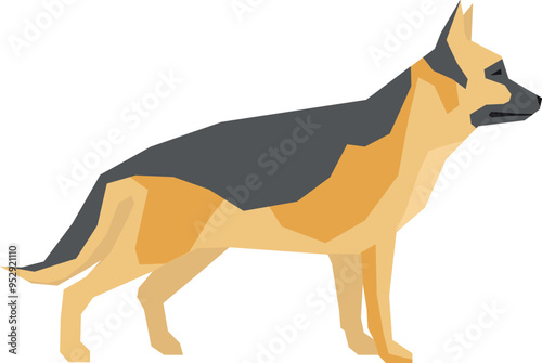 German shepherd standing side view. Domestic animal